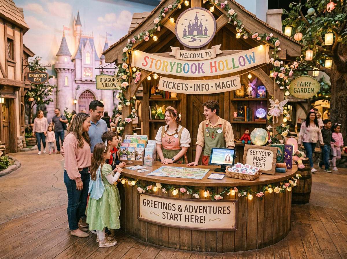 A welcoming inquiry desk at Dreamers Land